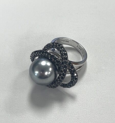 CWE Charles Winston .925 Sterling Silver Cubic Zirconia Pearl Ring Size: 6