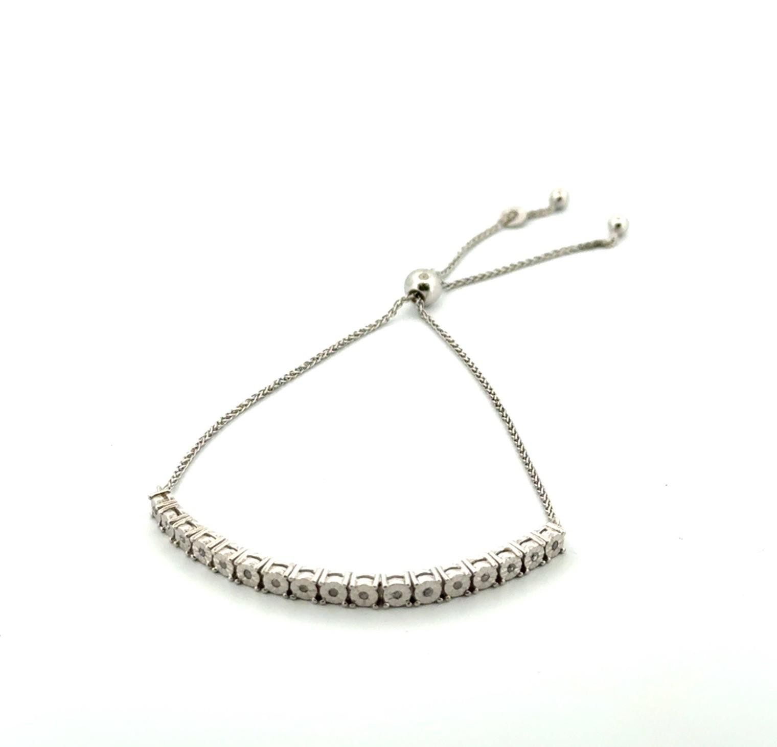 Max 8.5” Adjustable Italy 925 Sterling Silver Diamond Tassel Bolo Bracelet 3.3g - Image 3