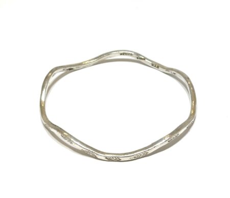 8.25” x 3mm Mexico 925 Sterling Silver Wavy Bangle Bracelet 12.5g