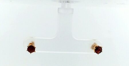 14K Yellow Gold Red Garnet Stud Earrings 0.7 Grams