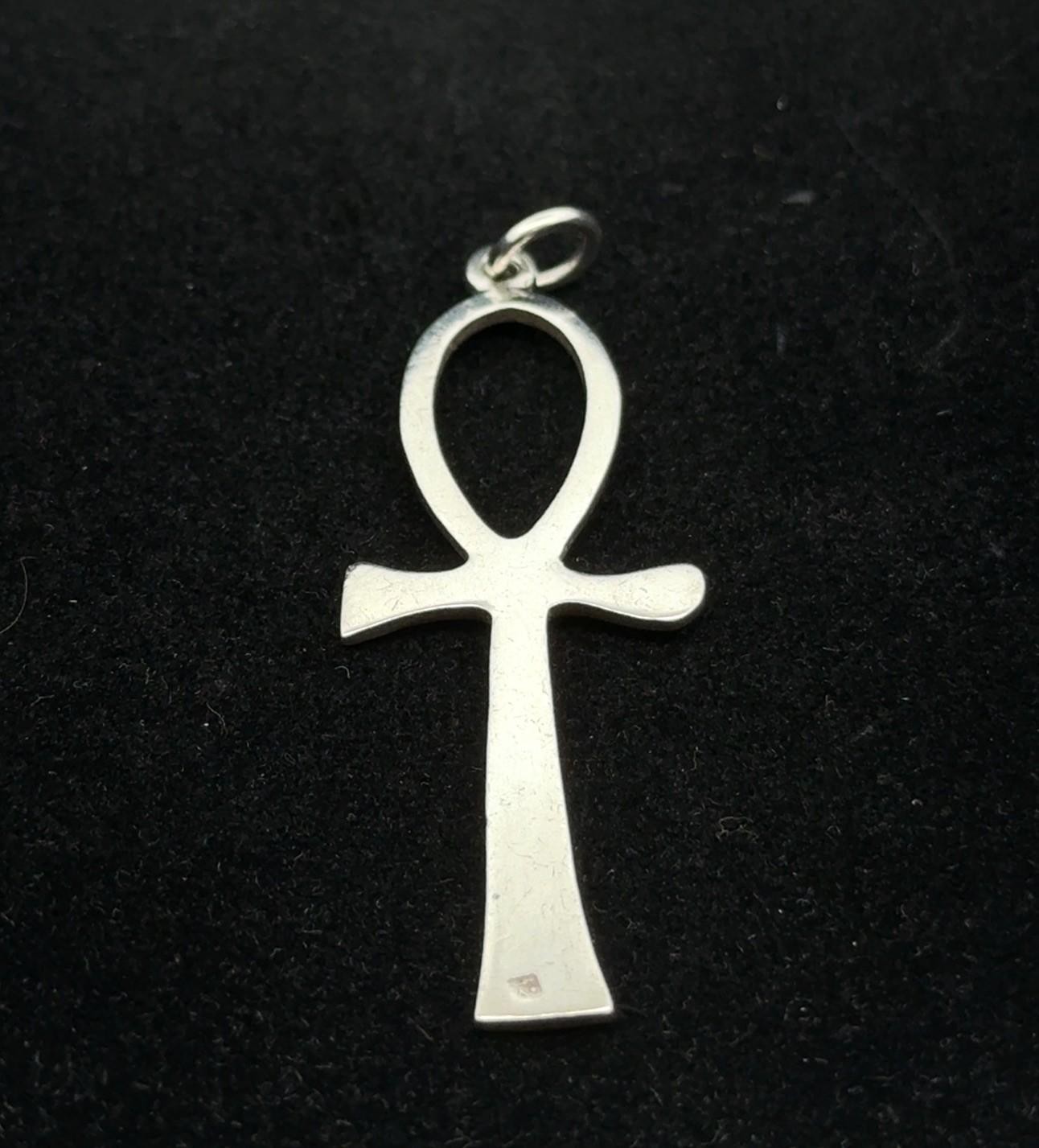 Vintage .925 Sterling Silver Egyptian Ankh Cross Pendant, 5.1g - Image 2