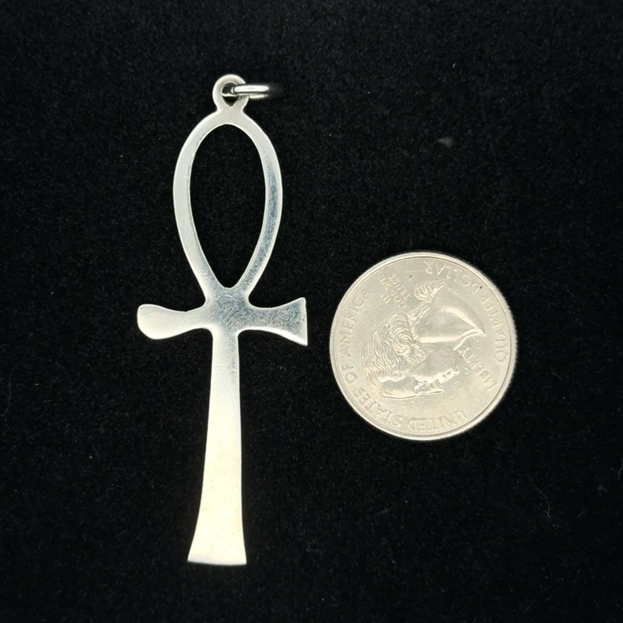 Vintage .925 Sterling Silver Egyptian Ankh Cross Pendant, 5.1g - Image 4