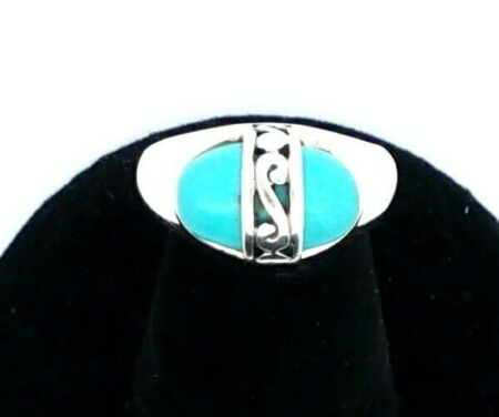 Vintage Designer P.D 925 Sterling Silver And Turquoise Ring 3.9 Grams Size 4.75