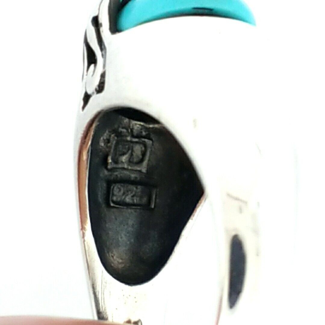 Vintage Designer P.D 925 Sterling Silver And Turquoise Ring 3.9 Grams Size 4.75 - Image 5