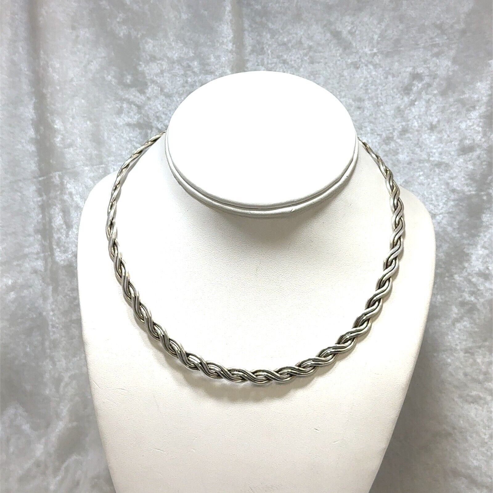Sterling Silver Braided Choker, 6.4 mm Wide x 17 inches - 30.0 Grams