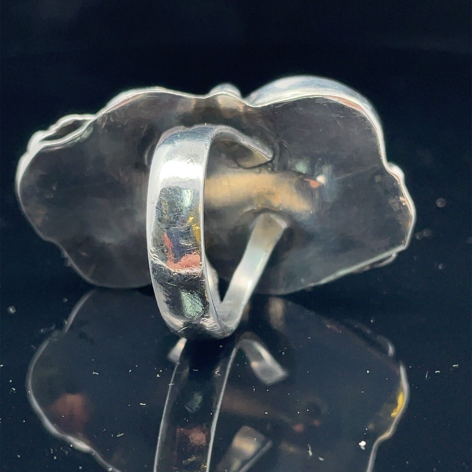 Vintage Large Navajo Sterling Silver and Green Turquoise Ring - Size 6 - Image 5