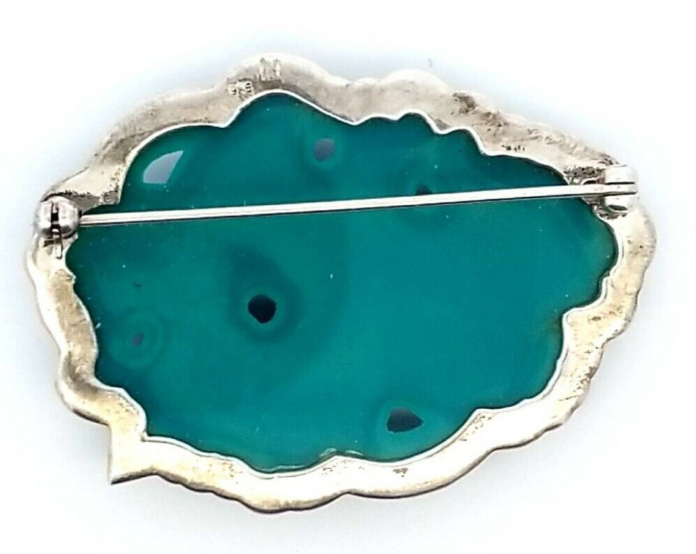 Sterling Silver Carved Lucite Bird & Berry Brooch/Pin 19.6 Grams - Image 2
