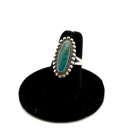 Vintage Native American Style Green Turquoise Stone Ring, Size-6, 4.8g