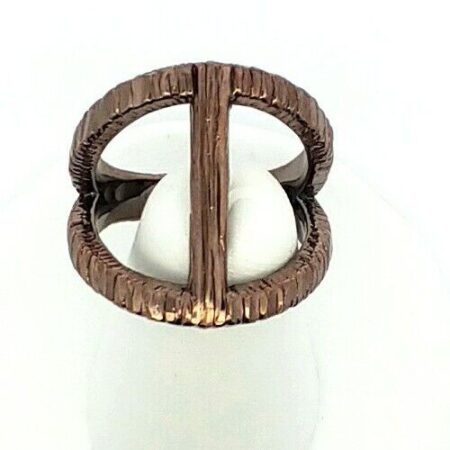 JCM Italy Wide Textured Sterling Silver Chocolate Gold Plated J Mauritius Ring