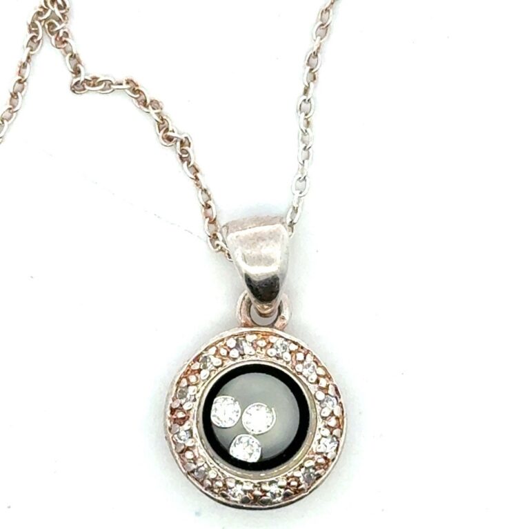 16-18” 925 Sterling Silver, Round CZ Floating Diamond/Dancing Halo Pendant, 4.7g