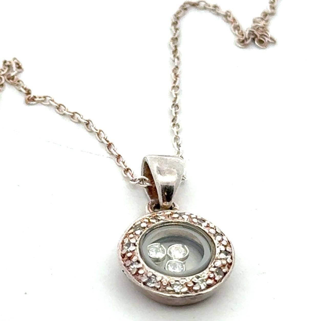 16-18” 925 Sterling Silver, Round CZ Floating Diamond/Dancing Halo Pendant, 4.7g - Image 3