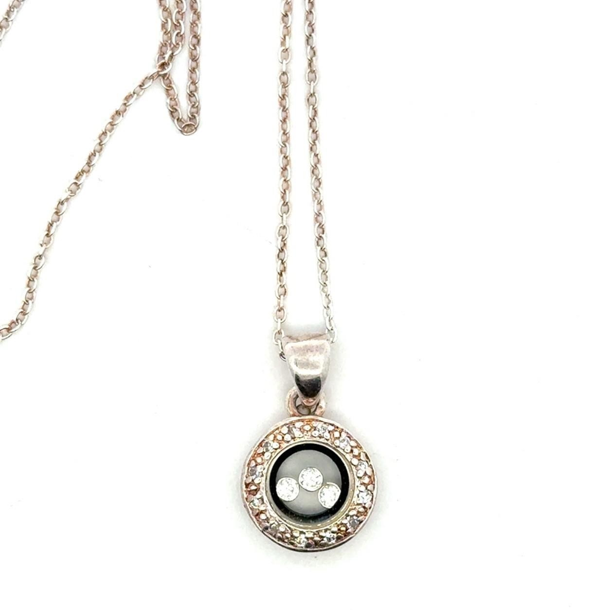 16-18” 925 Sterling Silver, Round CZ Floating Diamond/Dancing Halo Pendant, 4.7g - Image 6