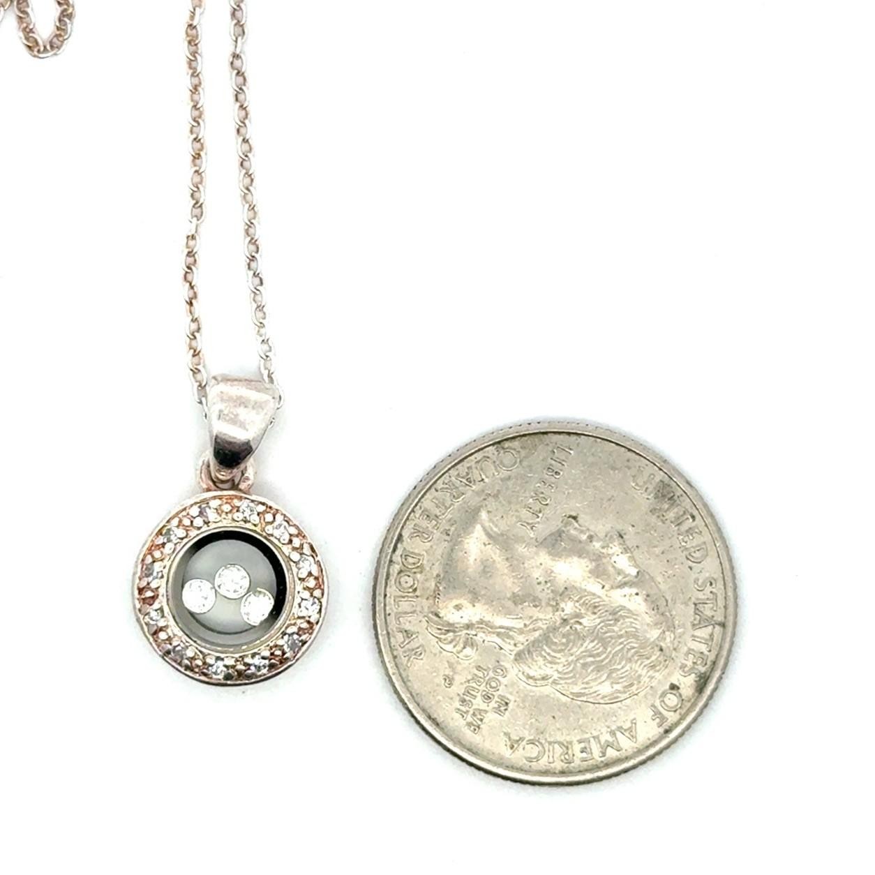 16-18” 925 Sterling Silver, Round CZ Floating Diamond/Dancing Halo Pendant, 4.7g - Image 7