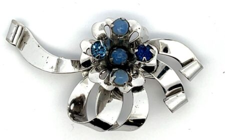 925 Sterling Silver Leo Glass Blue Stone Brooch/Pin 8.0 Grams