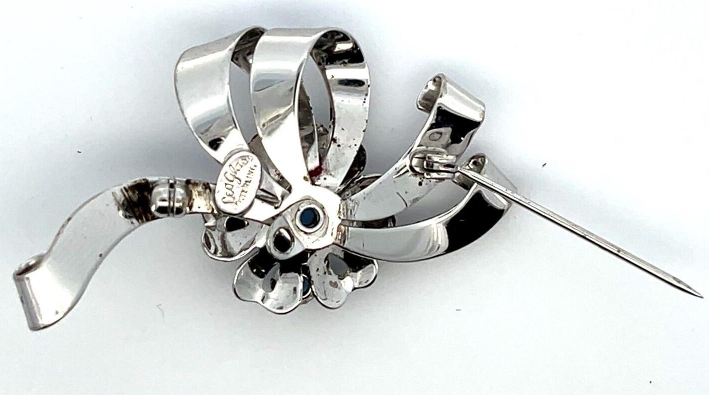 925 Sterling Silver Leo Glass Blue Stone Brooch/Pin 8.0 Grams - Image 3
