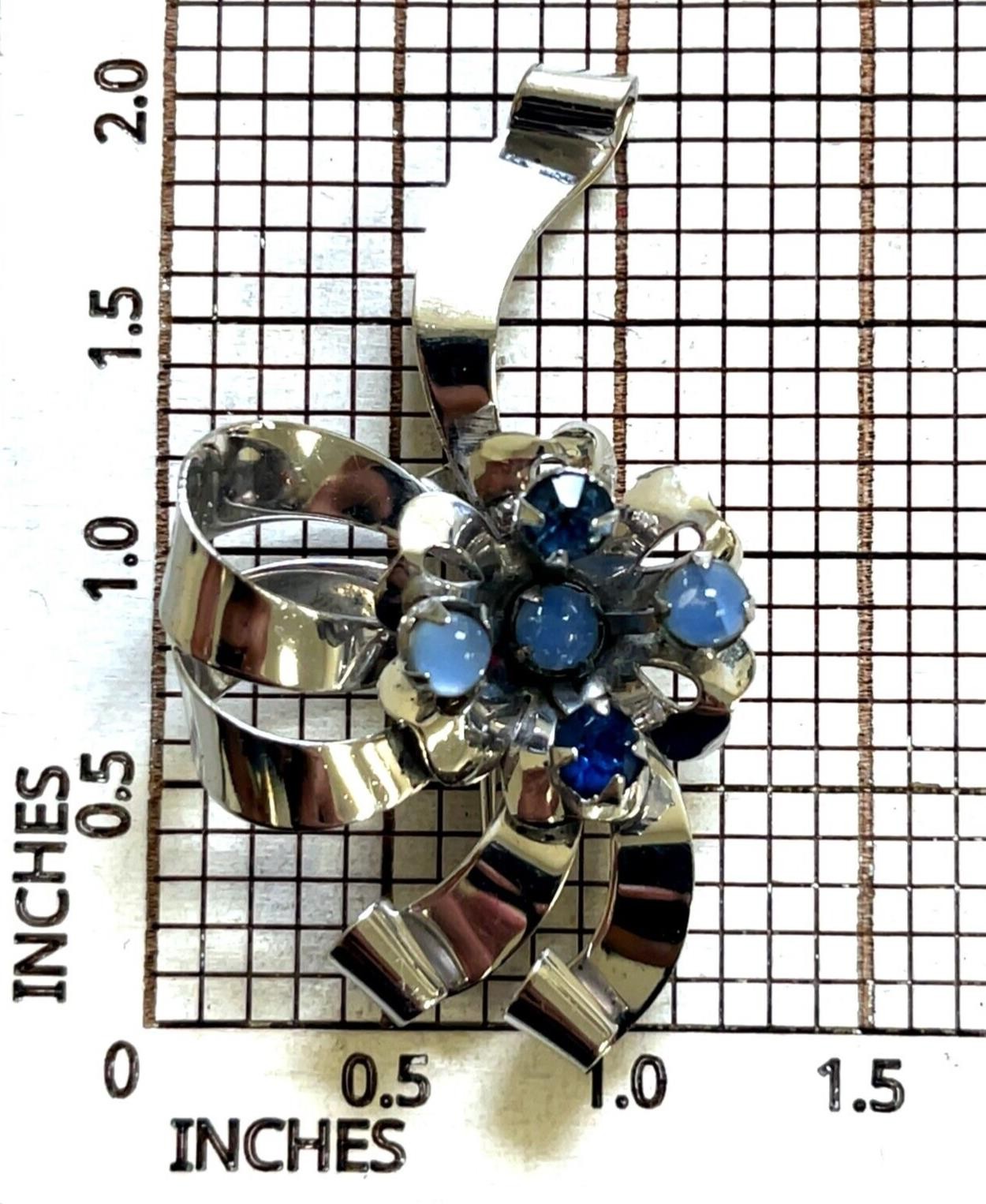 925 Sterling Silver Leo Glass Blue Stone Brooch/Pin 8.0 Grams - Image 4