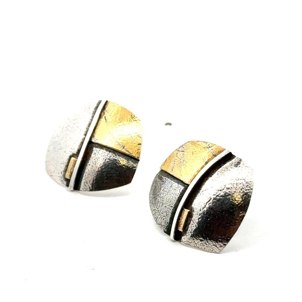 B. Blaudford 925 Sterling Silver & 22k Gold Earrings, 5.2g - Image 3