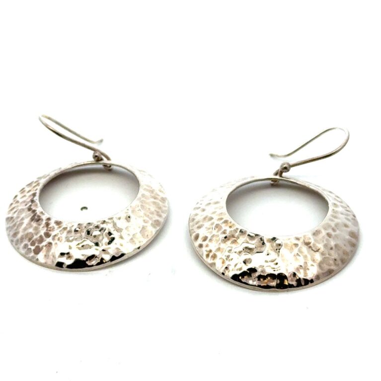 Vintage ATI 925 Sterling Silver Hammered Disc Earrings, Made In Mexico, 14.7g