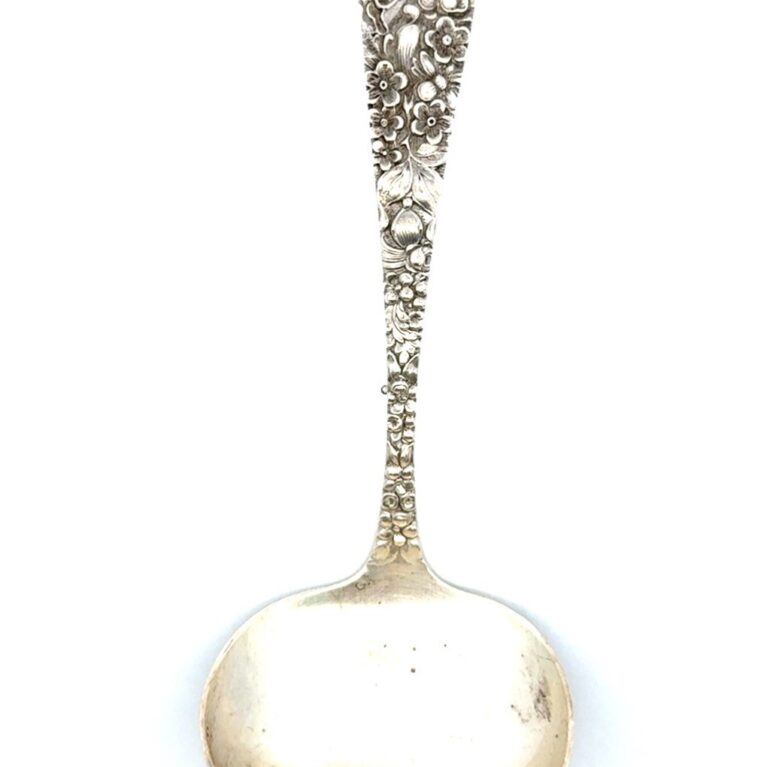 Stieff Rose Repousse .925 Sterling Silver Solid Gravy Ladle, 5.75”, 64.3g