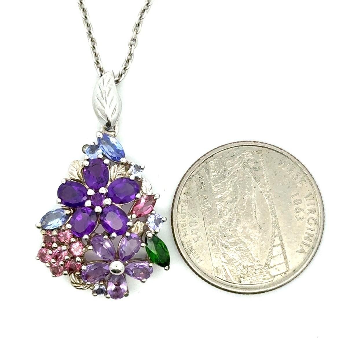 18+2” STS 925 Sterling Silver Chuck Clemency Multistone Necklace, 7.5g - Image 2