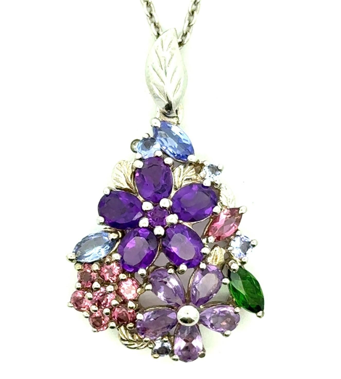 18+2” STS 925 Sterling Silver Chuck Clemency Multistone Necklace, 7.5g - Image 4