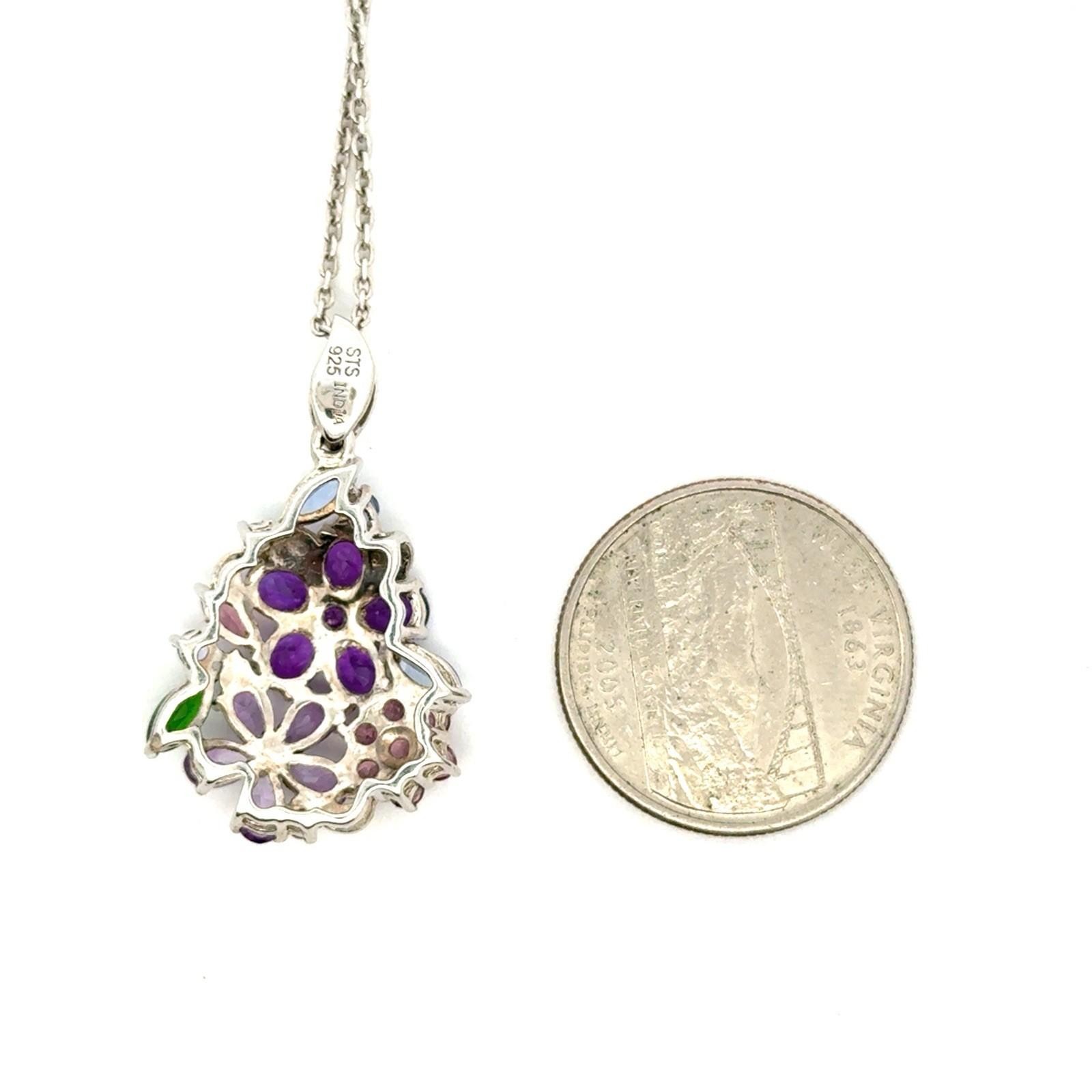 18+2” STS 925 Sterling Silver Chuck Clemency Multistone Necklace, 7.5g - Image 5