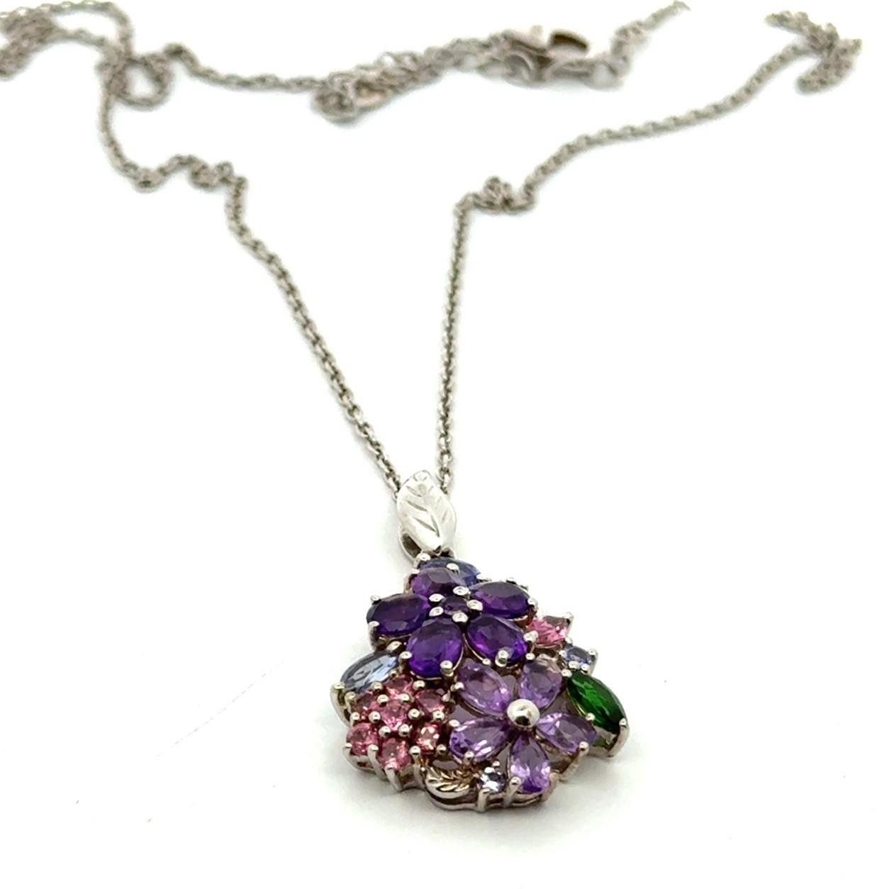 18+2” STS 925 Sterling Silver Chuck Clemency Multistone Necklace, 7.5g - Image 9