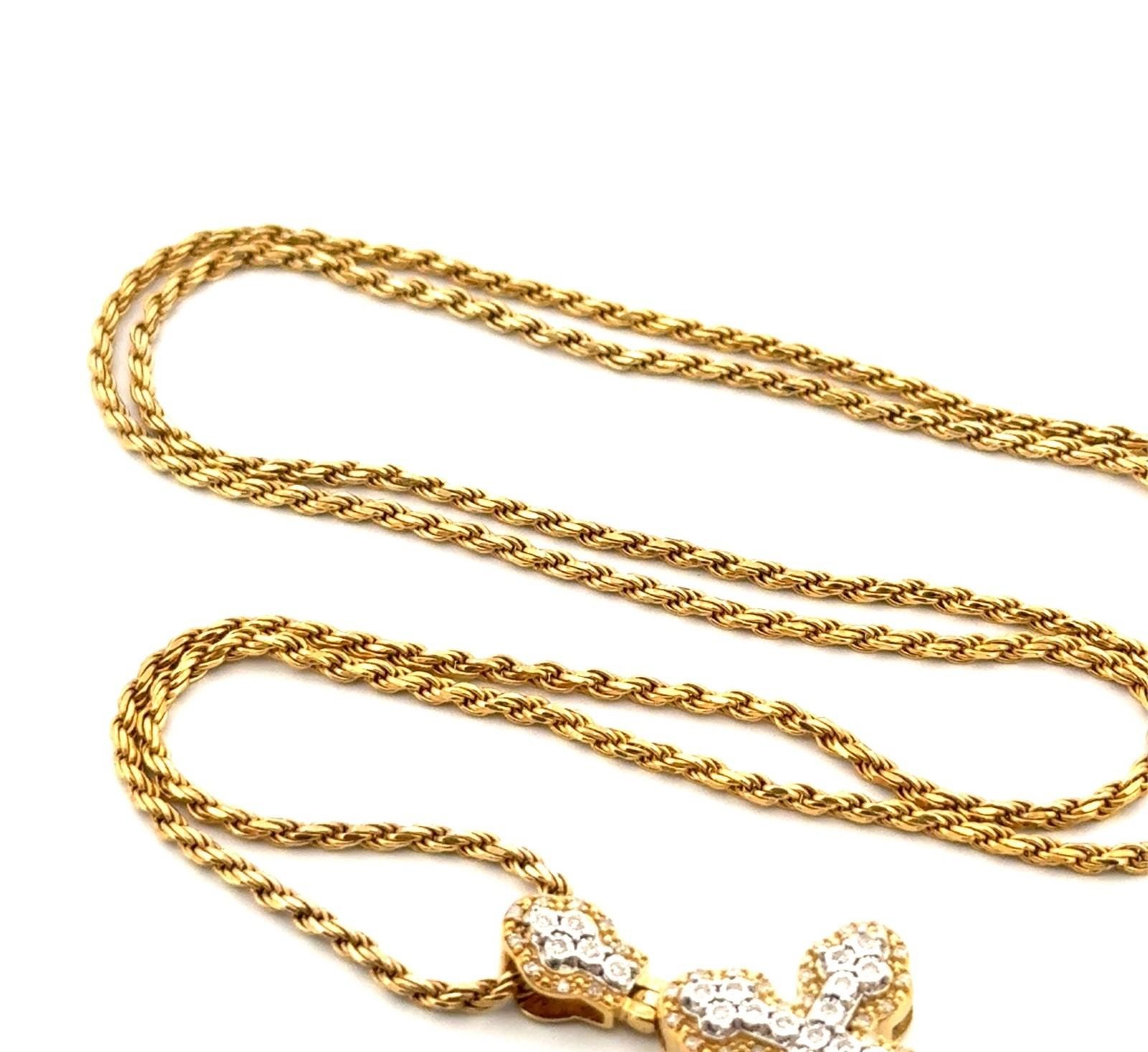 24” Gold Vermeil 925 Sterling Silver Diamond Cross Pendant Rope Chain Necklace - Image 7