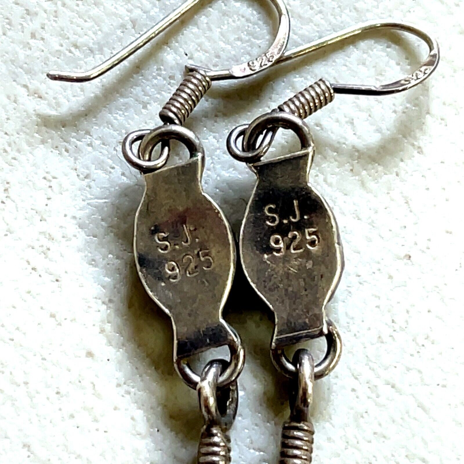 925 Sterling Silver Abalone & Feather Dangle Earrings 6.0 Grams - Image 2