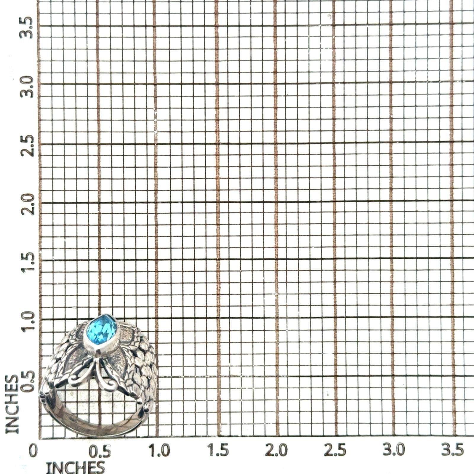 .925 Sterling Silver Butterfly Ring Marquise Shaped Blue Topaz Ring Size 10 7.2g - Image 9