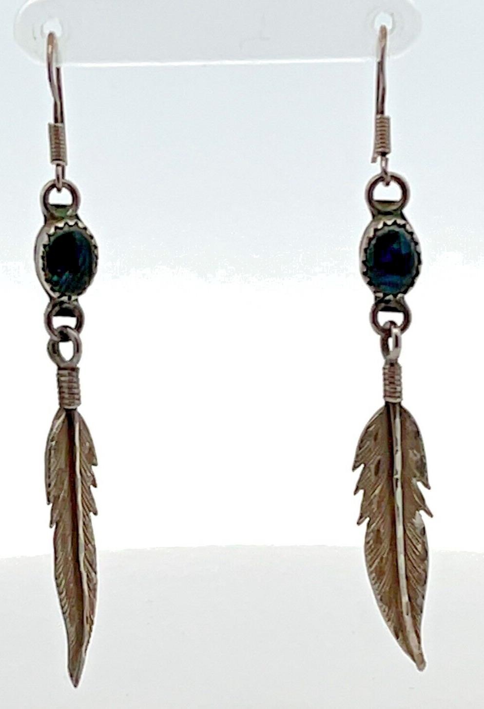 925 Sterling Silver Abalone & Feather Dangle Earrings 6.0 Grams - Image 6
