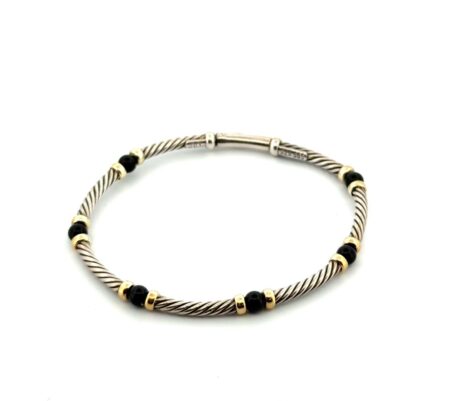 6.5” David Yurman 14k Gold & 925 Sterling Silver Hampton Cable Bracelet w/ Box