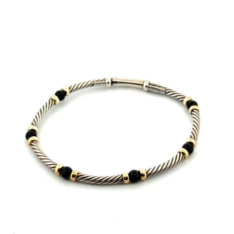 6.5” David Yurman 14k Gold & 925 Sterling Silver Hampton Cable Bracelet w/ Box