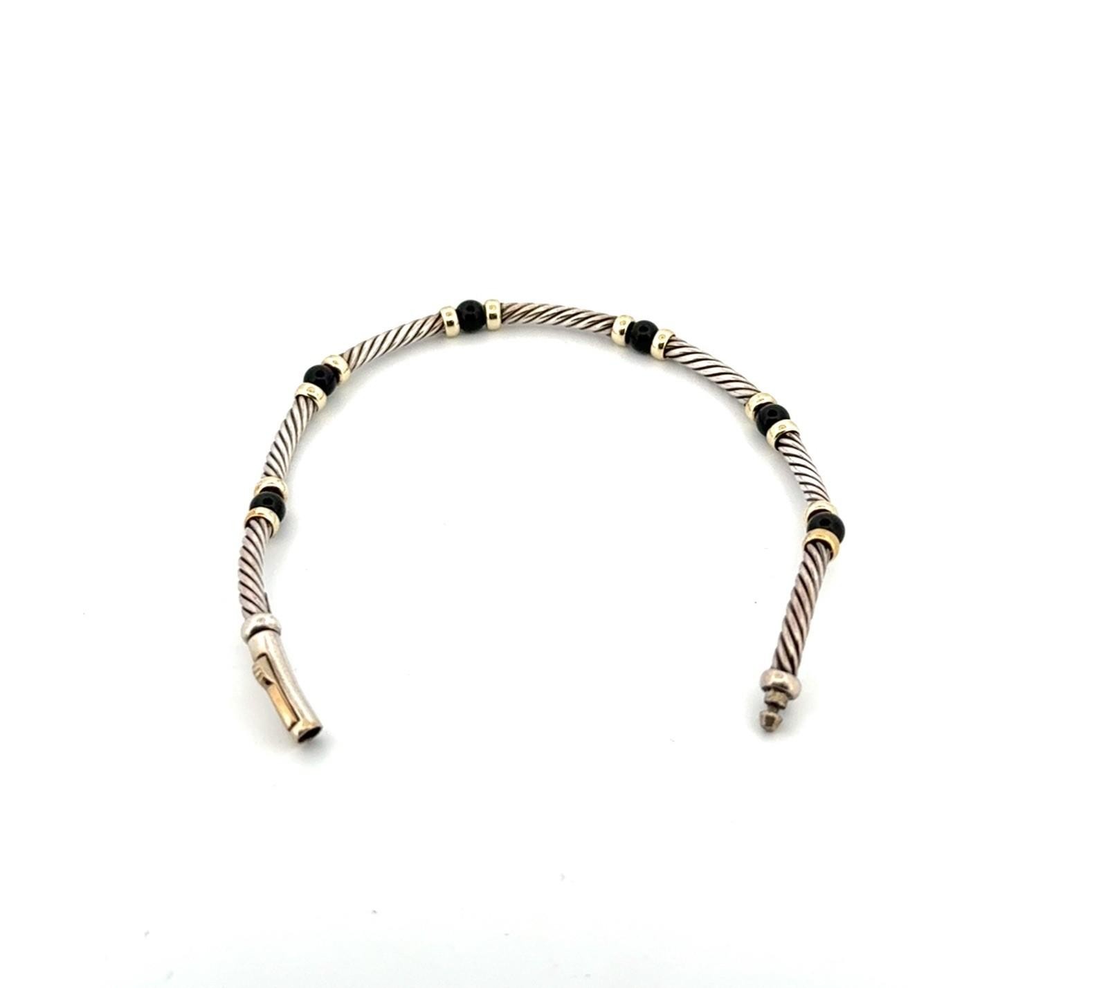 6.5” David Yurman 14k Gold & 925 Sterling Silver Hampton Cable Bracelet w/ Box - Image 2