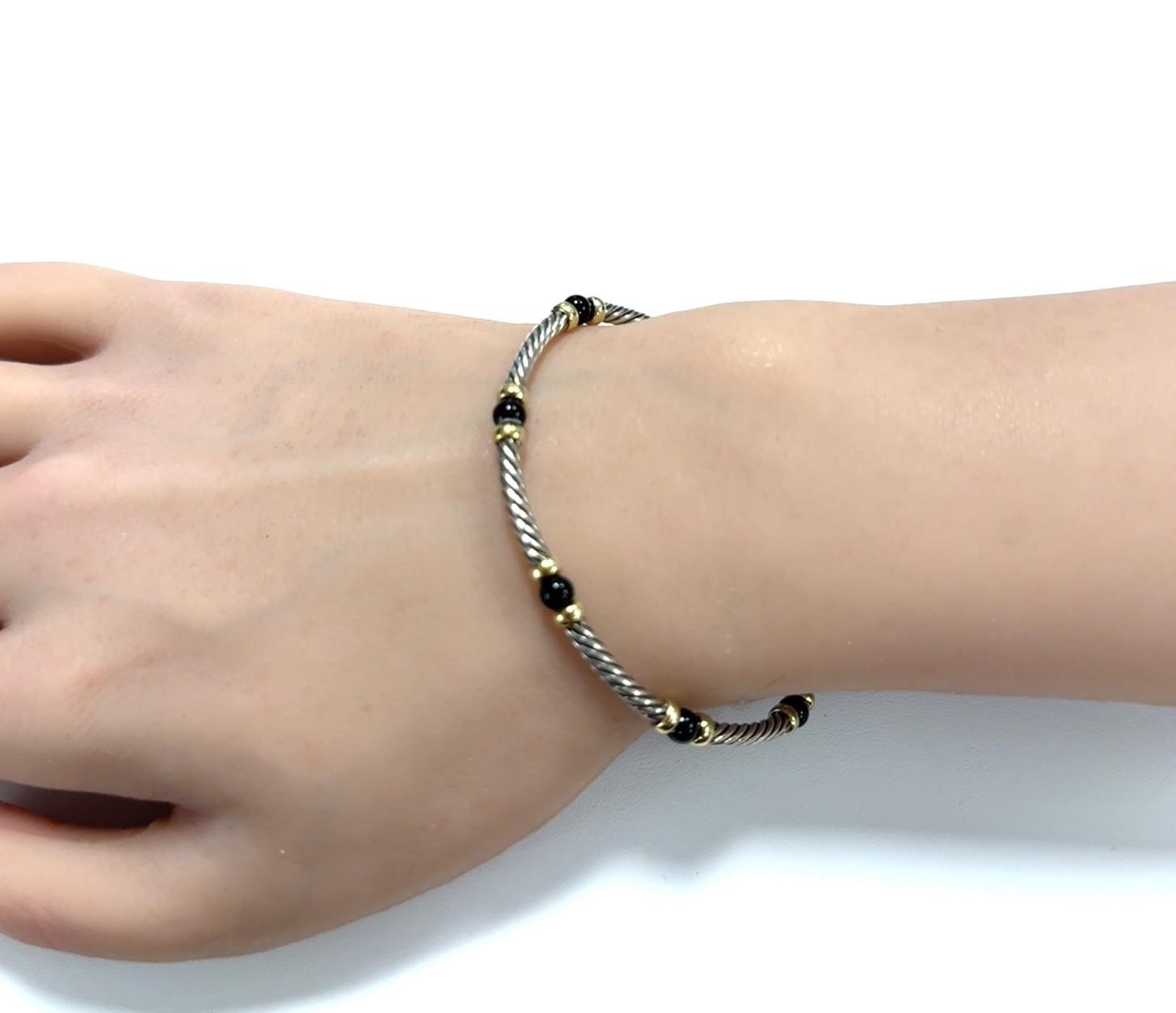 6.5” David Yurman 14k Gold & 925 Sterling Silver Hampton Cable Bracelet w/ Box - Image 3