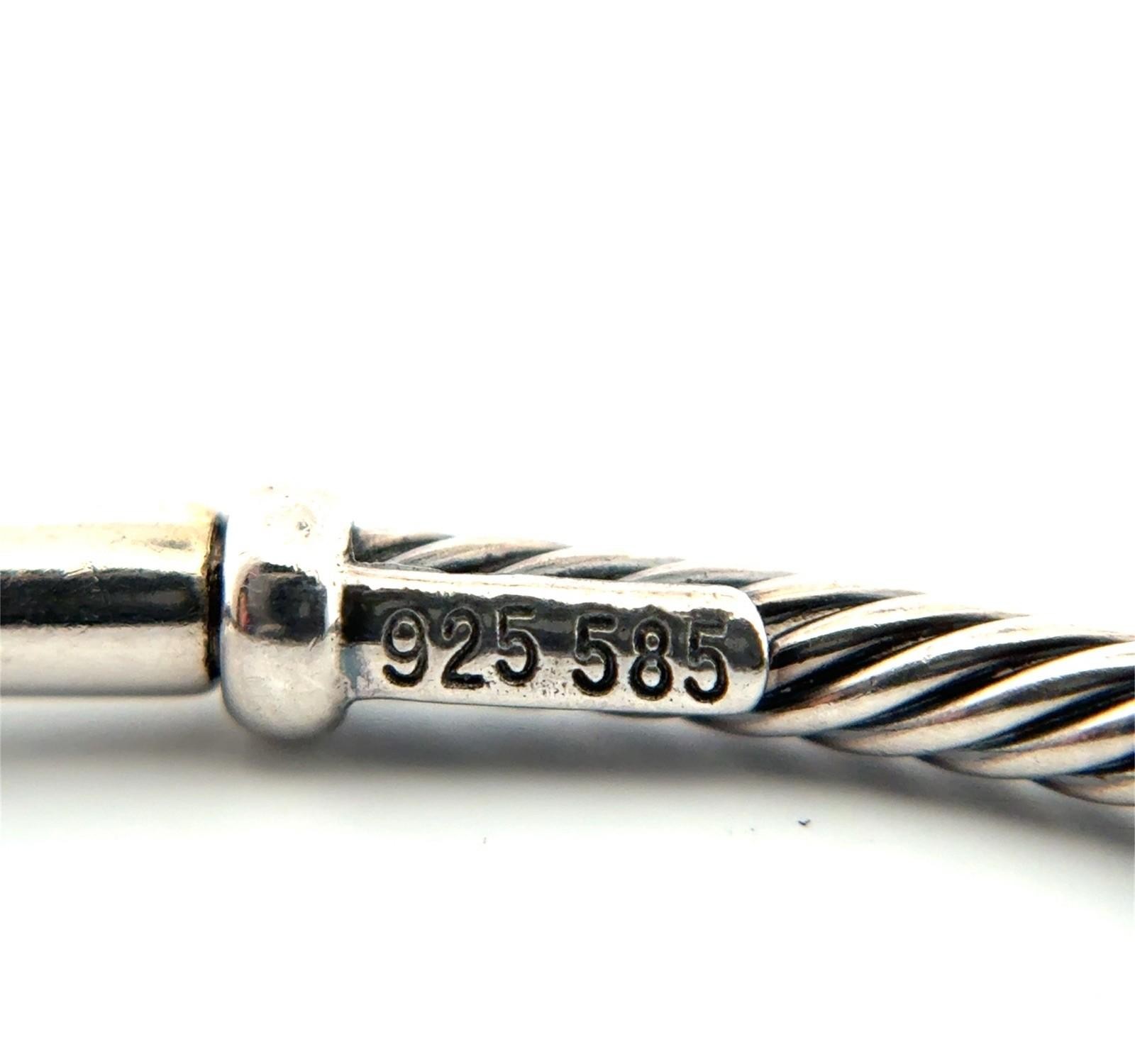 6.5” David Yurman 14k Gold & 925 Sterling Silver Hampton Cable Bracelet w/ Box - Image 5