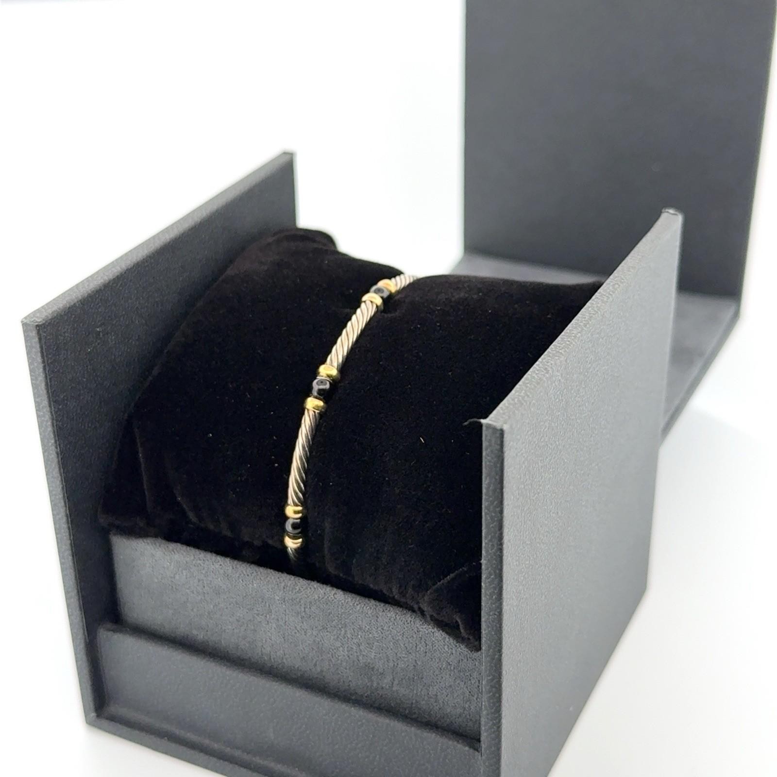6.5” David Yurman 14k Gold & 925 Sterling Silver Hampton Cable Bracelet w/ Box - Image 7