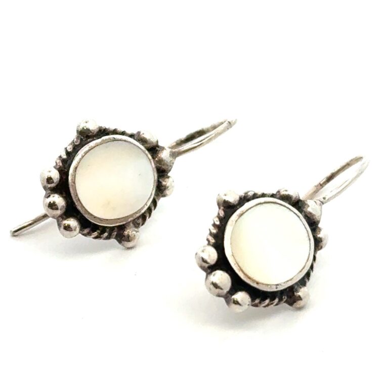 .925 Sterling Silver “PD” Mother of Pearl Earrings, 3.9g
