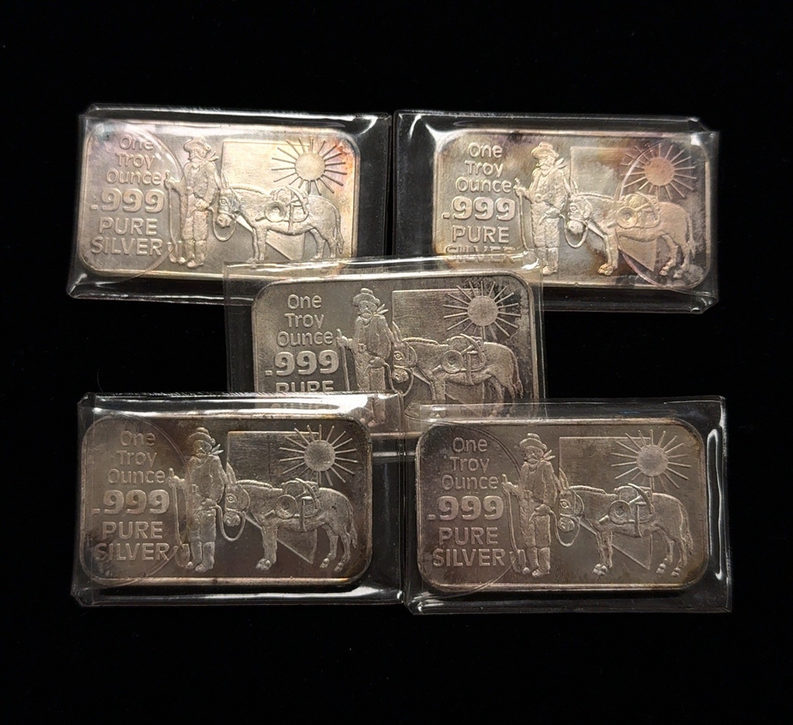 Lot of (5) - Nevada The Silver State 1oz .999 Fine Silver Art Bars in Sleeves