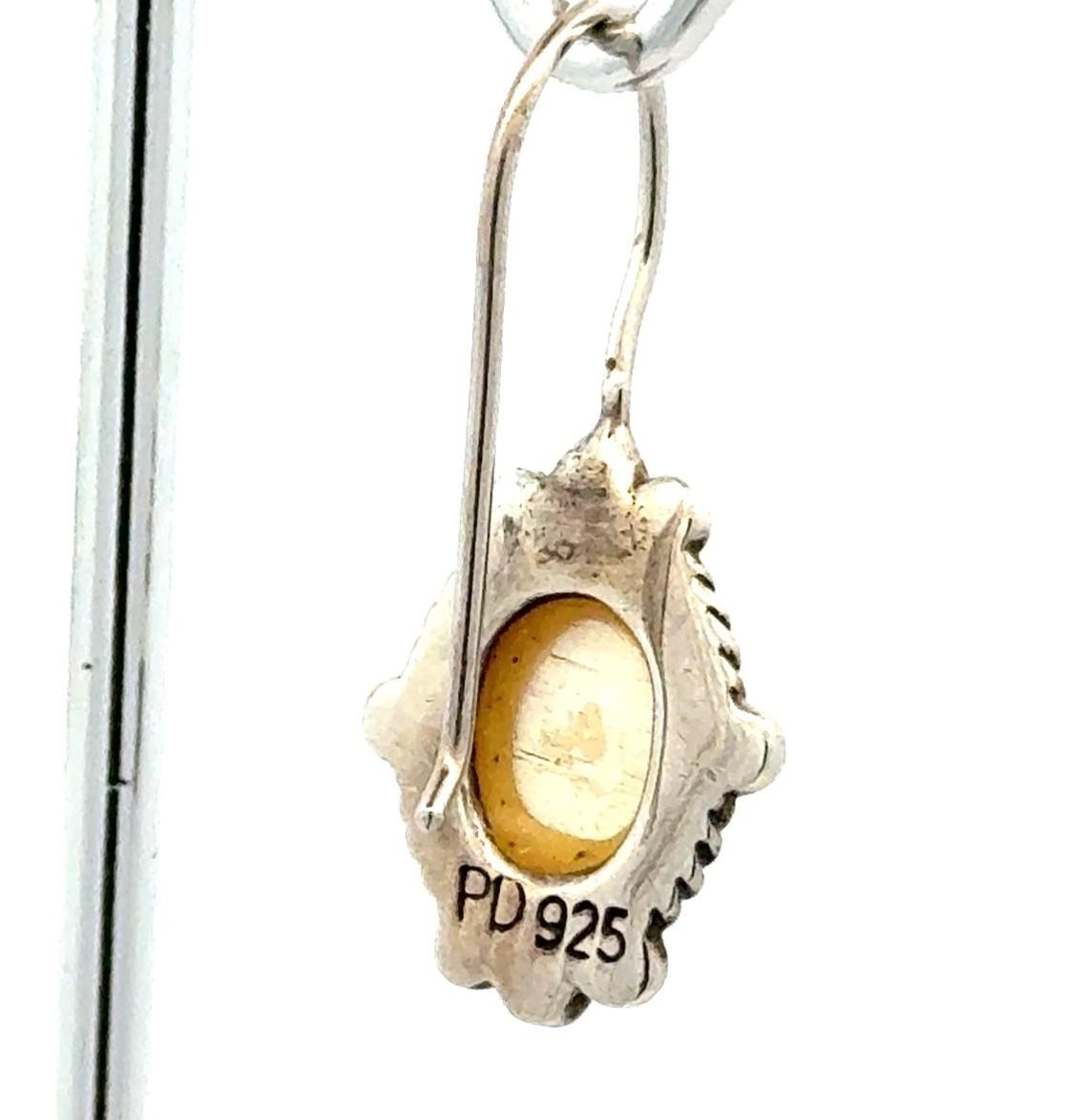 .925 Sterling Silver “PD” Mother of Pearl Earrings, 3.9g - Image 5