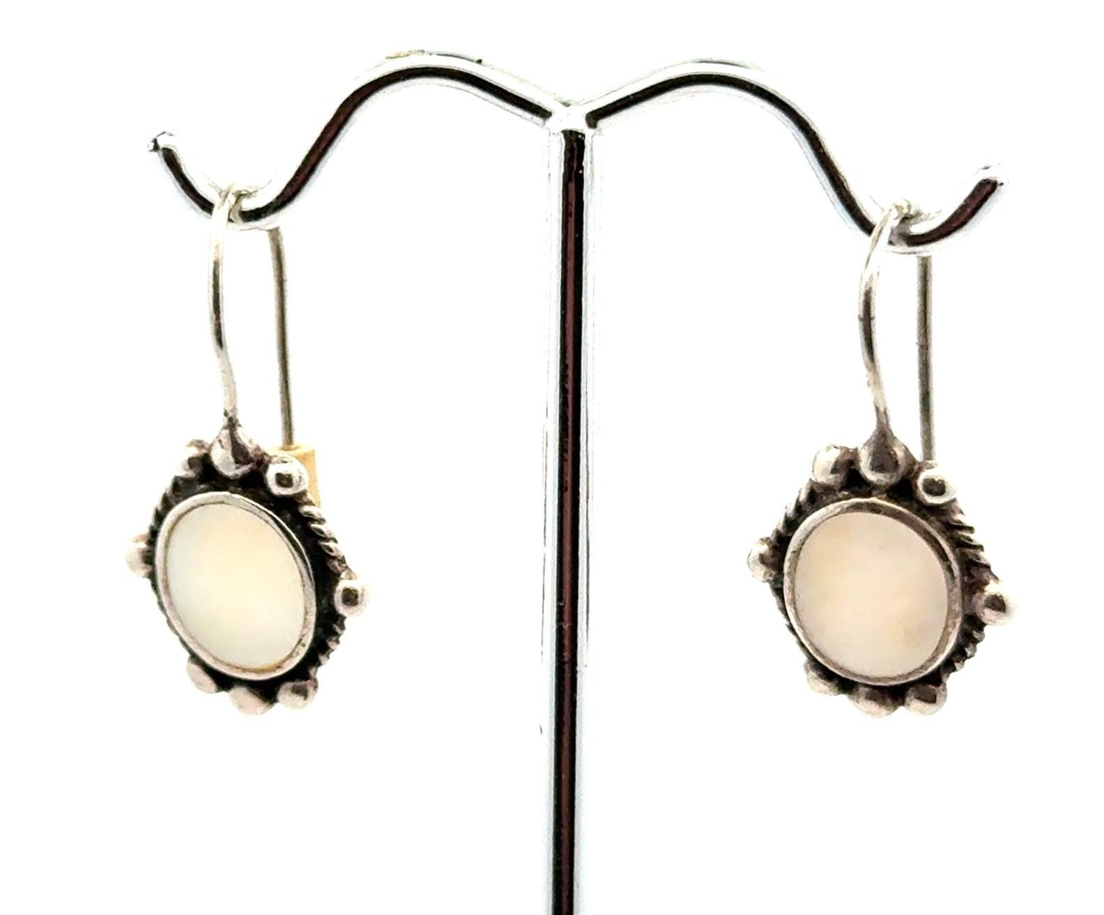 .925 Sterling Silver “PD” Mother of Pearl Earrings, 3.9g - Image 8