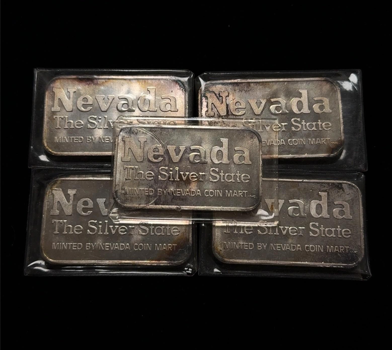 Lot of (5) - Nevada The Silver State 1oz .999 Fine Silver Art Bars in Sleeves - Image 2