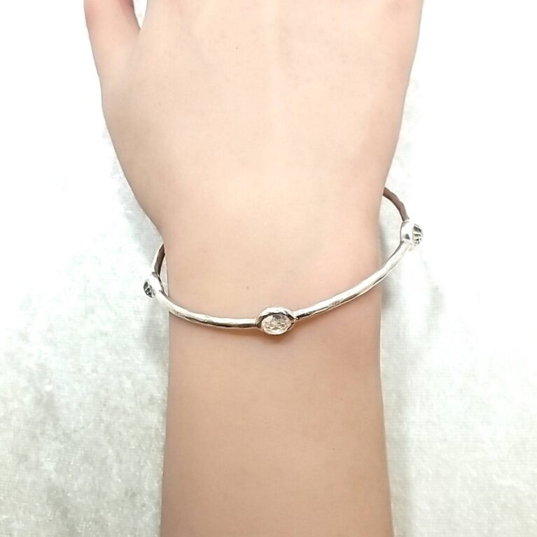 IPPOLITA Sterling Silver Rock Candy Clear Quartz 5-Station 7.75" Bangle Bracelet