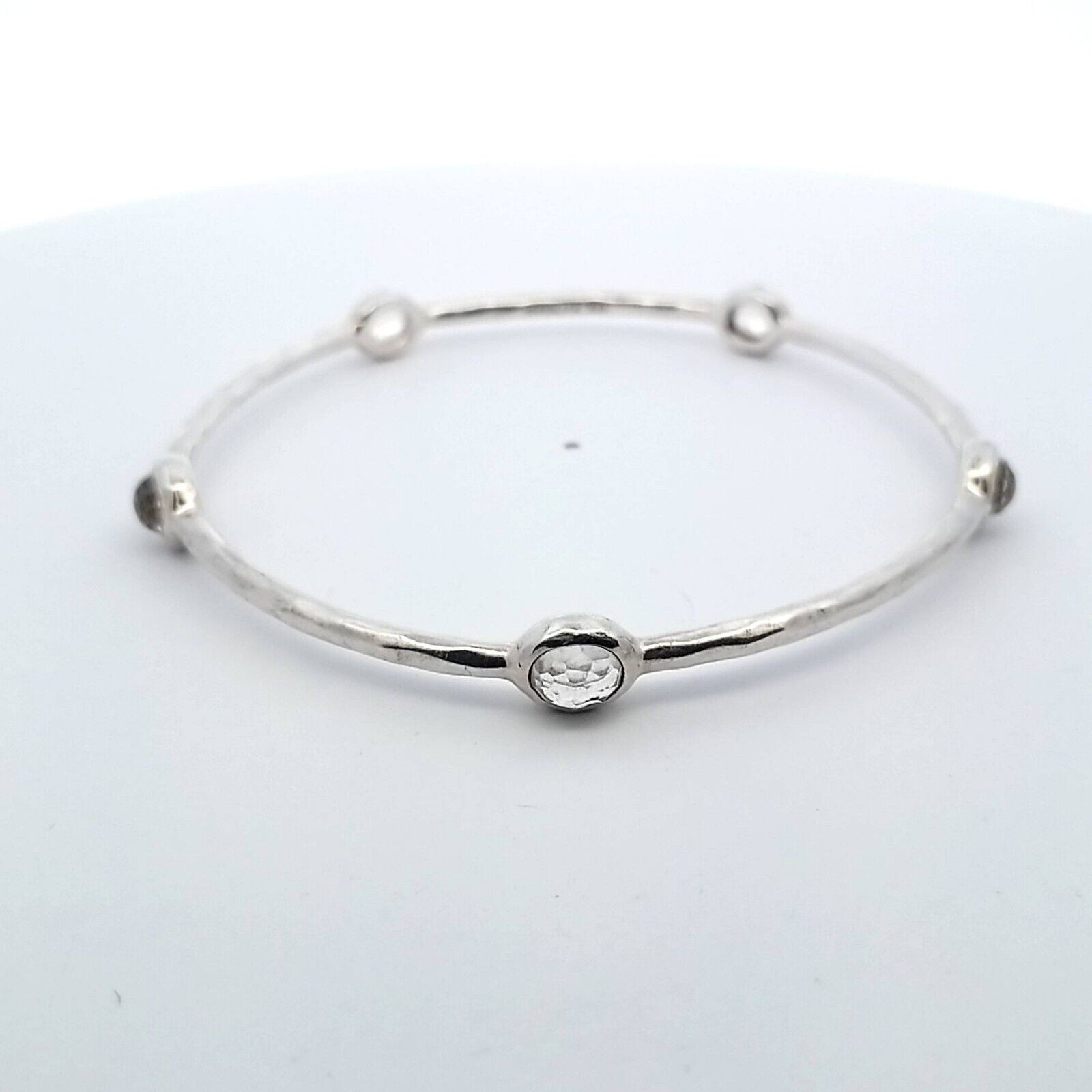 IPPOLITA Sterling Silver Rock Candy Clear Quartz 5-Station 7.75" Bangle Bracelet - Image 2