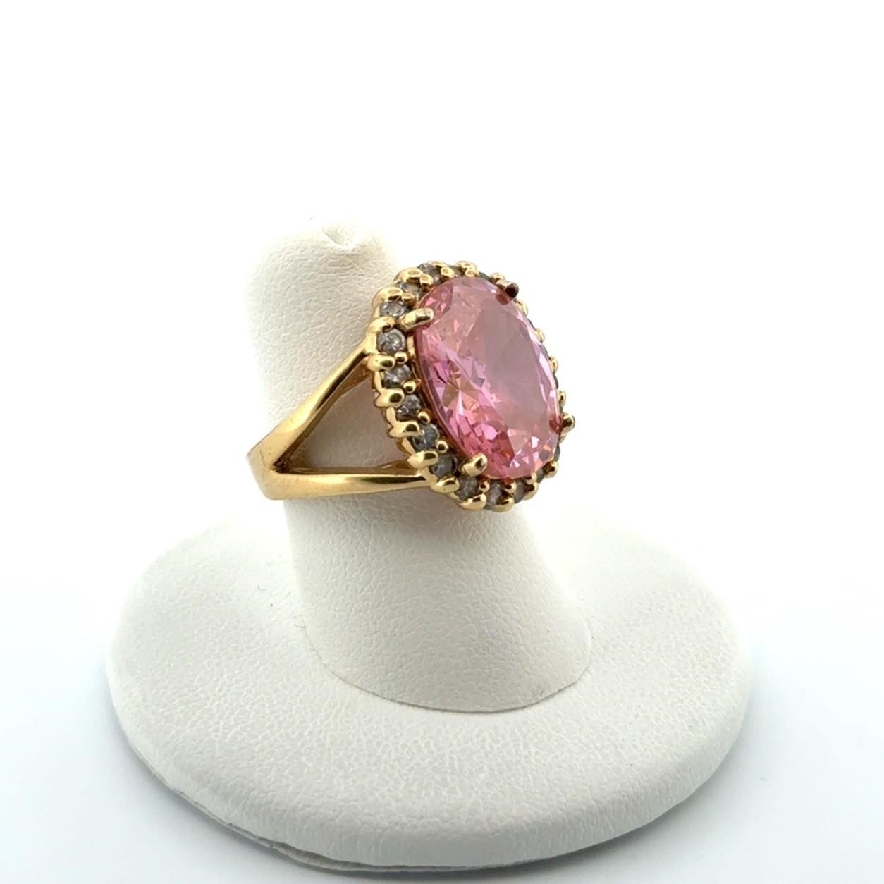 Size: 6.25 JBK 18k Gold Plated 925 Sterling Silver Pink & White CZ Ring 11.5g - Image 5