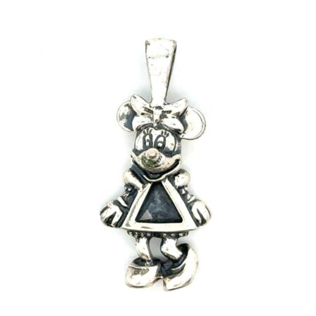 Vintage .925 Sterling Silver Disney Minnie Mouse March Birthstone Pendant, 5.7g
