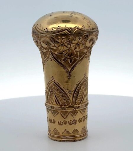 Antique 14k Yellow Gold Filled, Swagger Cane Topper, Engraved Date "1847" - 163g