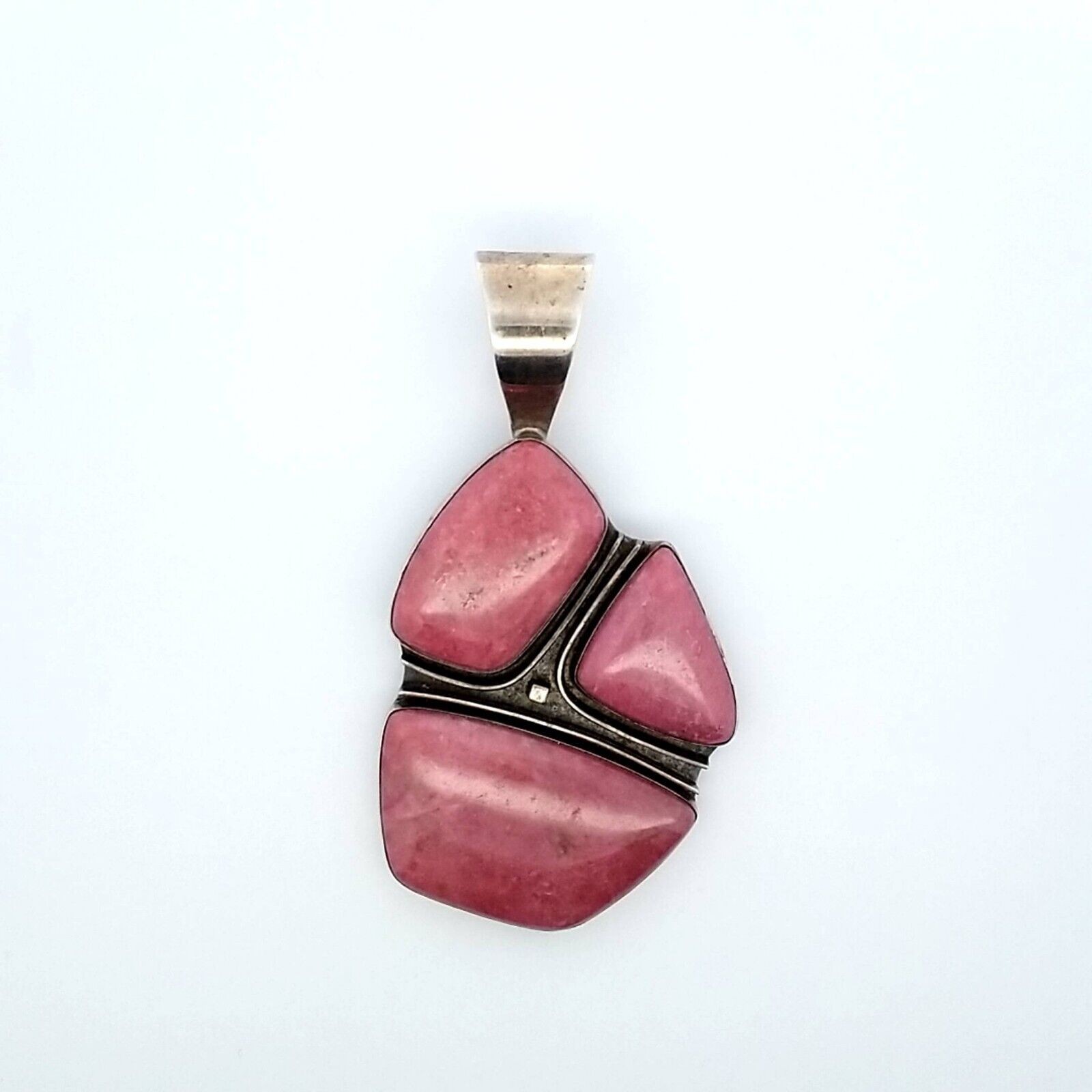 DTR Jay King Signed Pink Rhodonite & Sterling Silver Pendant 44.7 Grams