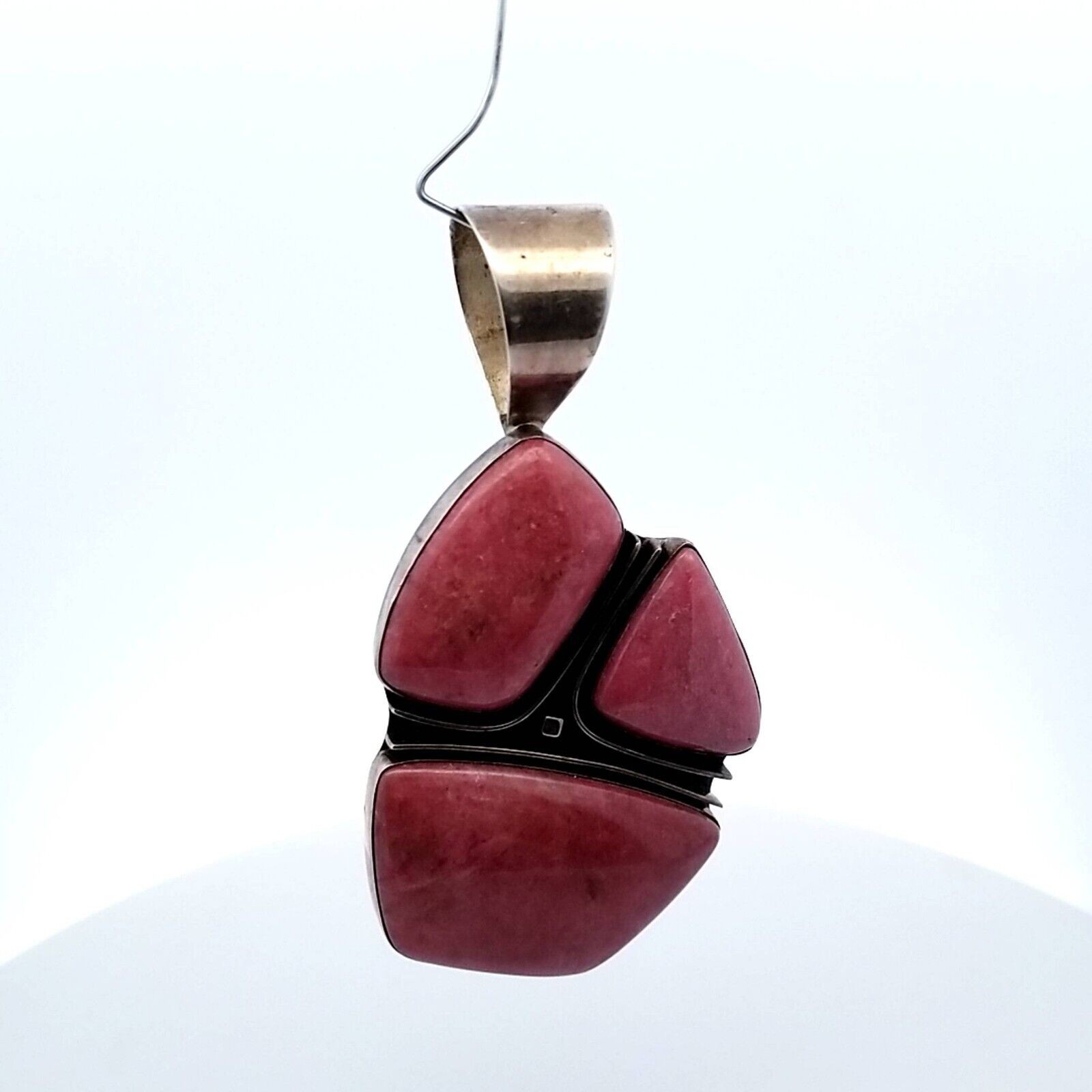 DTR Jay King Signed Pink Rhodonite & Sterling Silver Pendant 44.7 Grams - Image 2