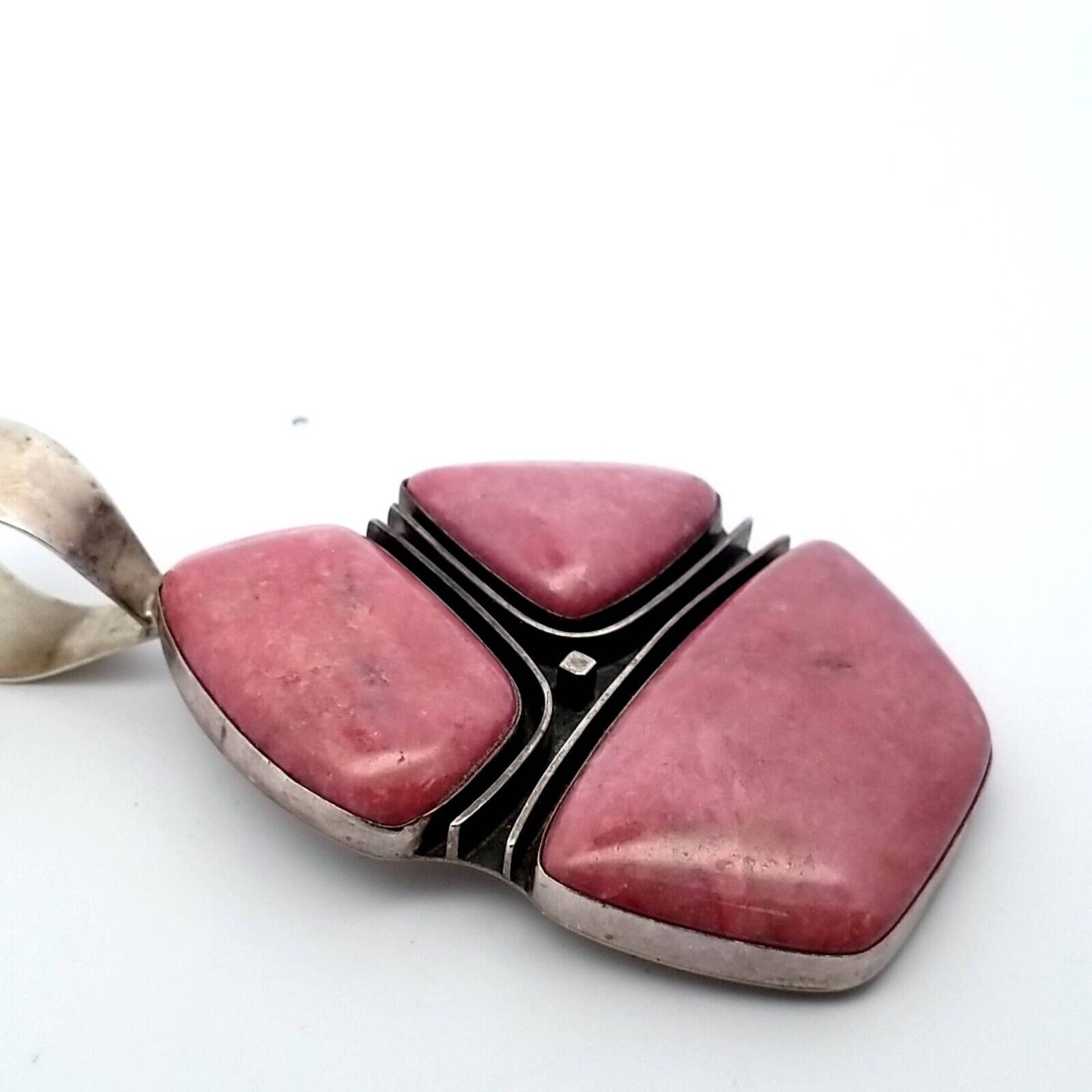 DTR Jay King Signed Pink Rhodonite & Sterling Silver Pendant 44.7 Grams - Image 4
